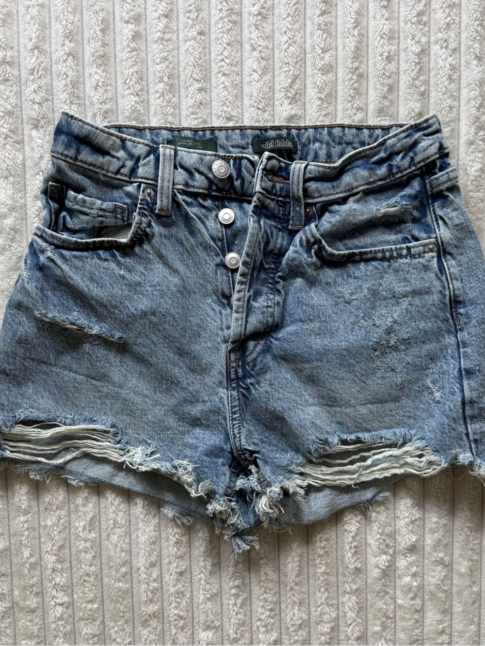 wild fable Light Blue Distressed High-Rise Denim Shorts
